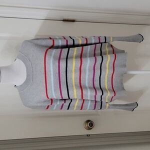 La Ligne for Target Gray Sweater with Multi-Color Stripes, Long Sleeve, EUC